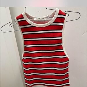 Alice + Olivia Striped Red and Black Sleeveless Top